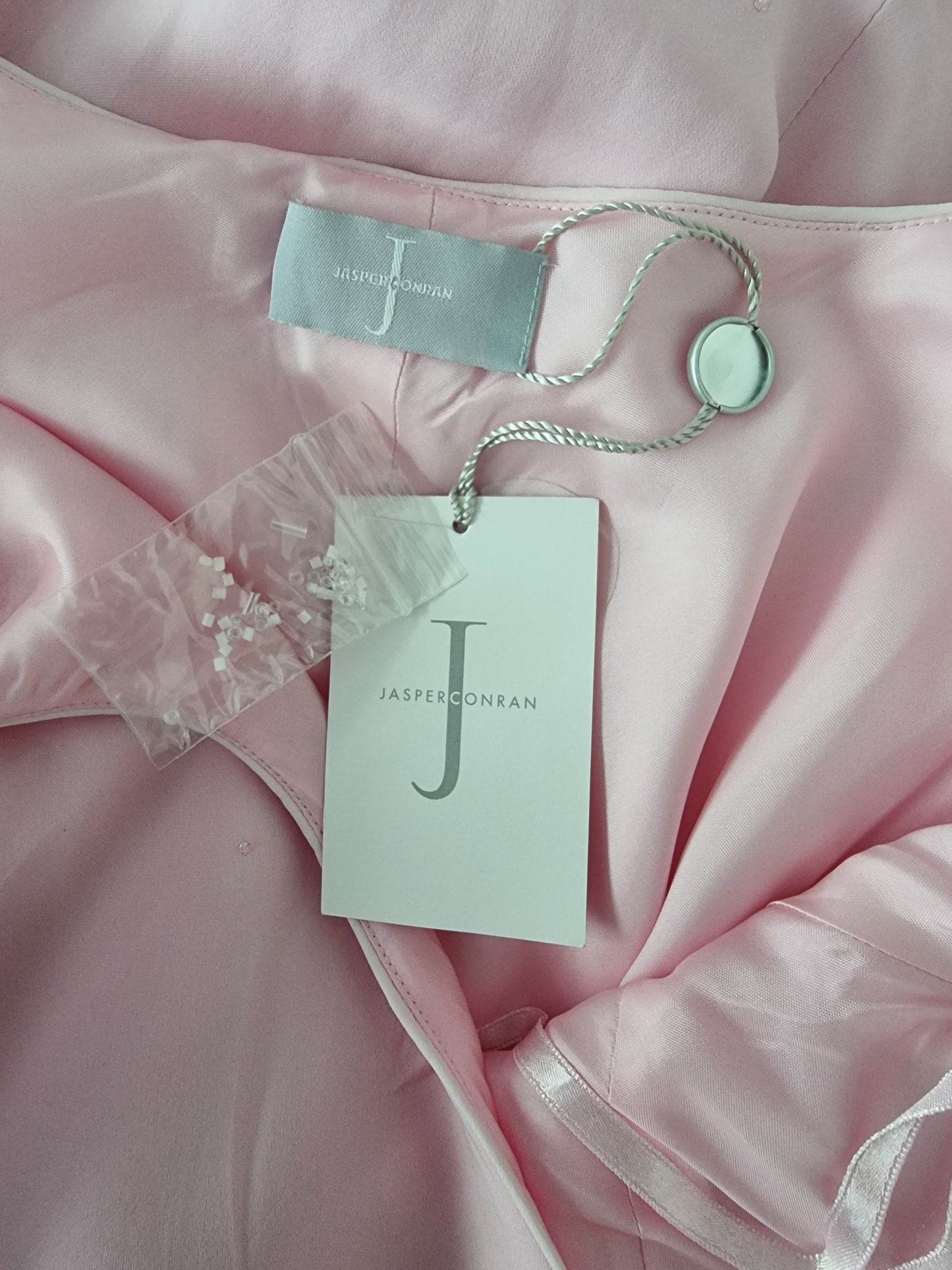 Jasper Conran Pale Pink Silk Beaded Ball Gown Prom Dress UK 12 US 8 EU 40 Timeless Fashions