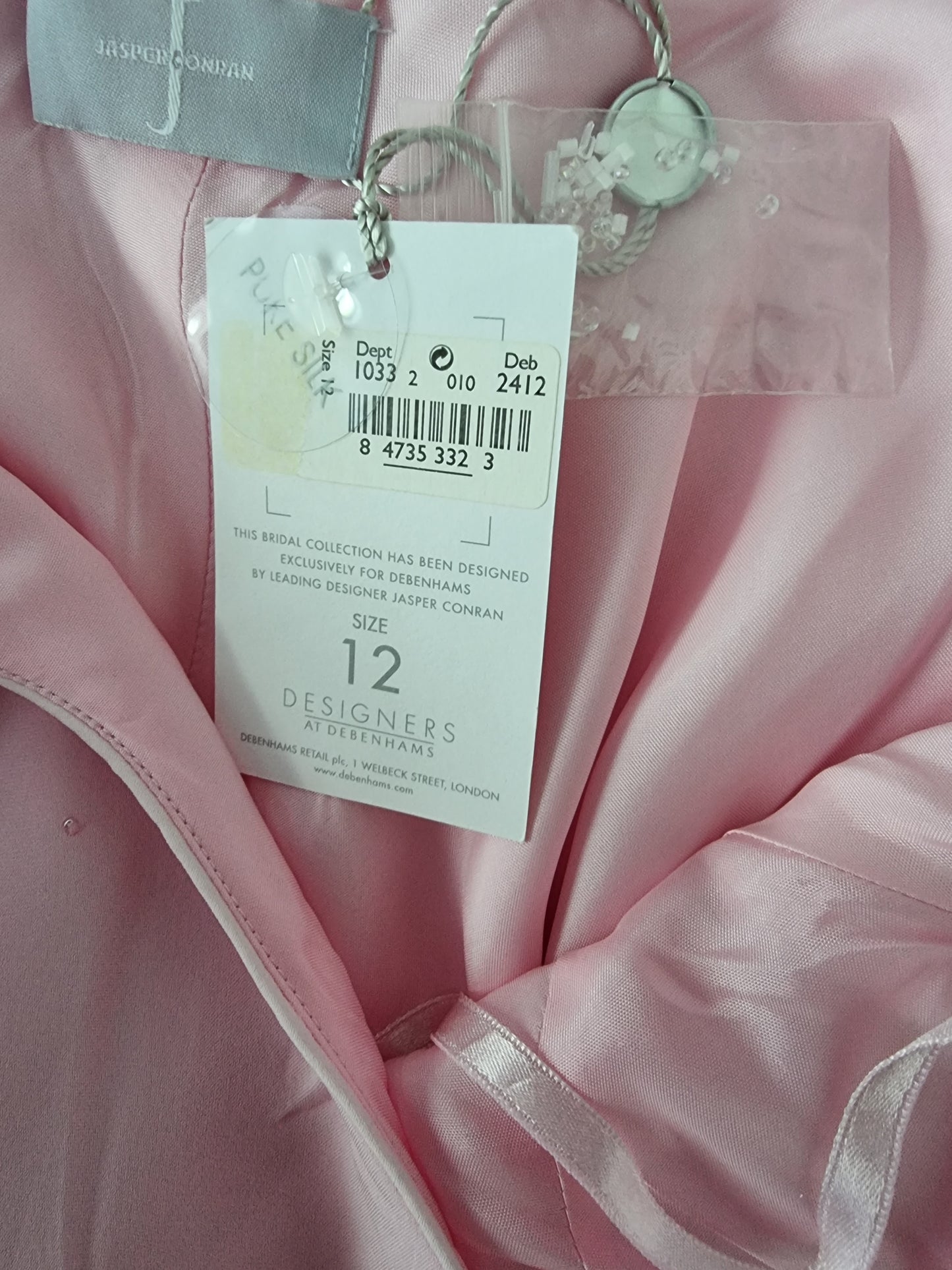 Jasper Conran Pale Pink Silk Beaded Ball Gown Prom Dress UK 12 US 8 EU 40 BNWT Timeless Fashions