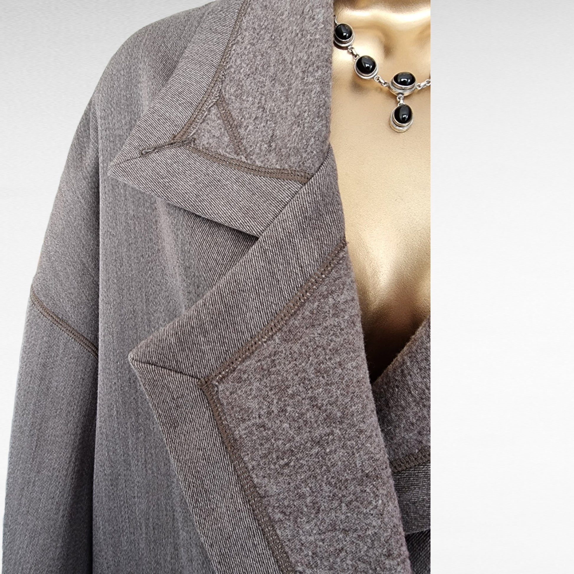 Nicole Farhi Taupe Vintage Long Wool Duster Coat UK 12 US 8 EU 40 Timeless Fashions
