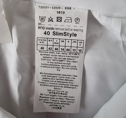 Gerry Weber Women’s White Lined Slim Trousers UK14 US 10 EU 42 IT 45 Timeless Fashions