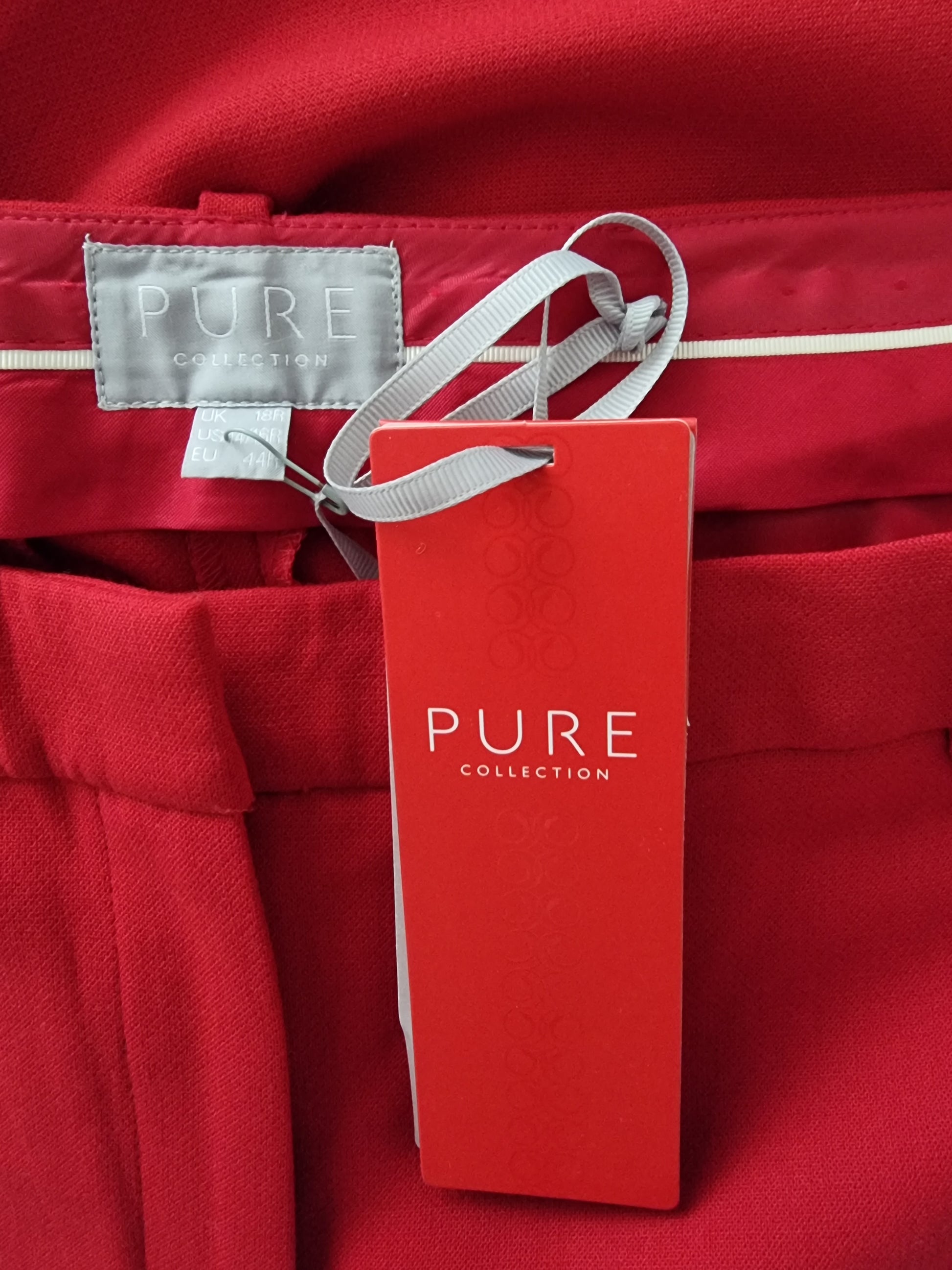 Pure Collection Red Women’s Straight Leg Regular Fit Trousers UK 18 US 14 EU 46 BNWT Timeless Fashions