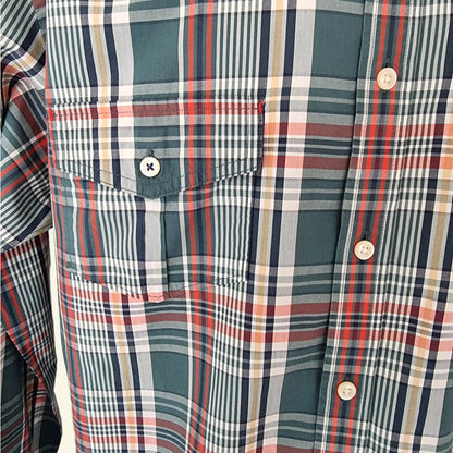 Tommy Hilfiger Men's Green & Red Check Long Sleeve Oxford Shirt Size 40 16 ½ - Timelessfashions