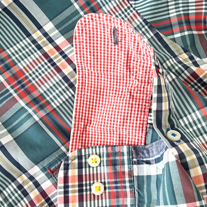 Tommy Hilfiger Men's Green & Red Check Long Sleeve Oxford Shirt Size 40 16 ½ - Timelessfashions