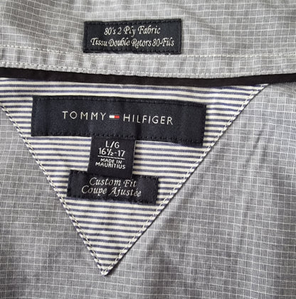 Tommy Hilfiger Men's Blue Check Long Sleeve Oxford Shirt Size 44 16 ½/17 Timeless Fashions