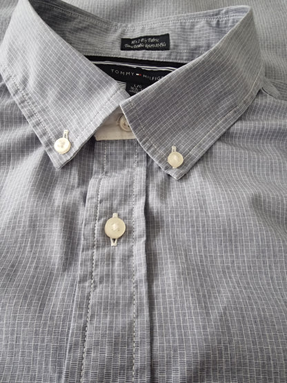 Tommy Hilfiger Men's Blue Check Long Sleeve Oxford Shirt Size 44 16 ½/17 Timeless Fashions