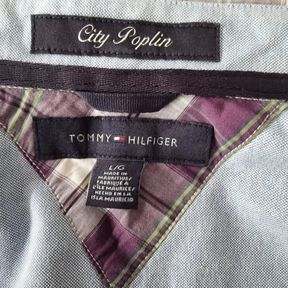 Tommy Hilfiger Men's Mauve & White Check Short Sleeve Oxford Shirt Size 40 18 ½ - Timelessfashions