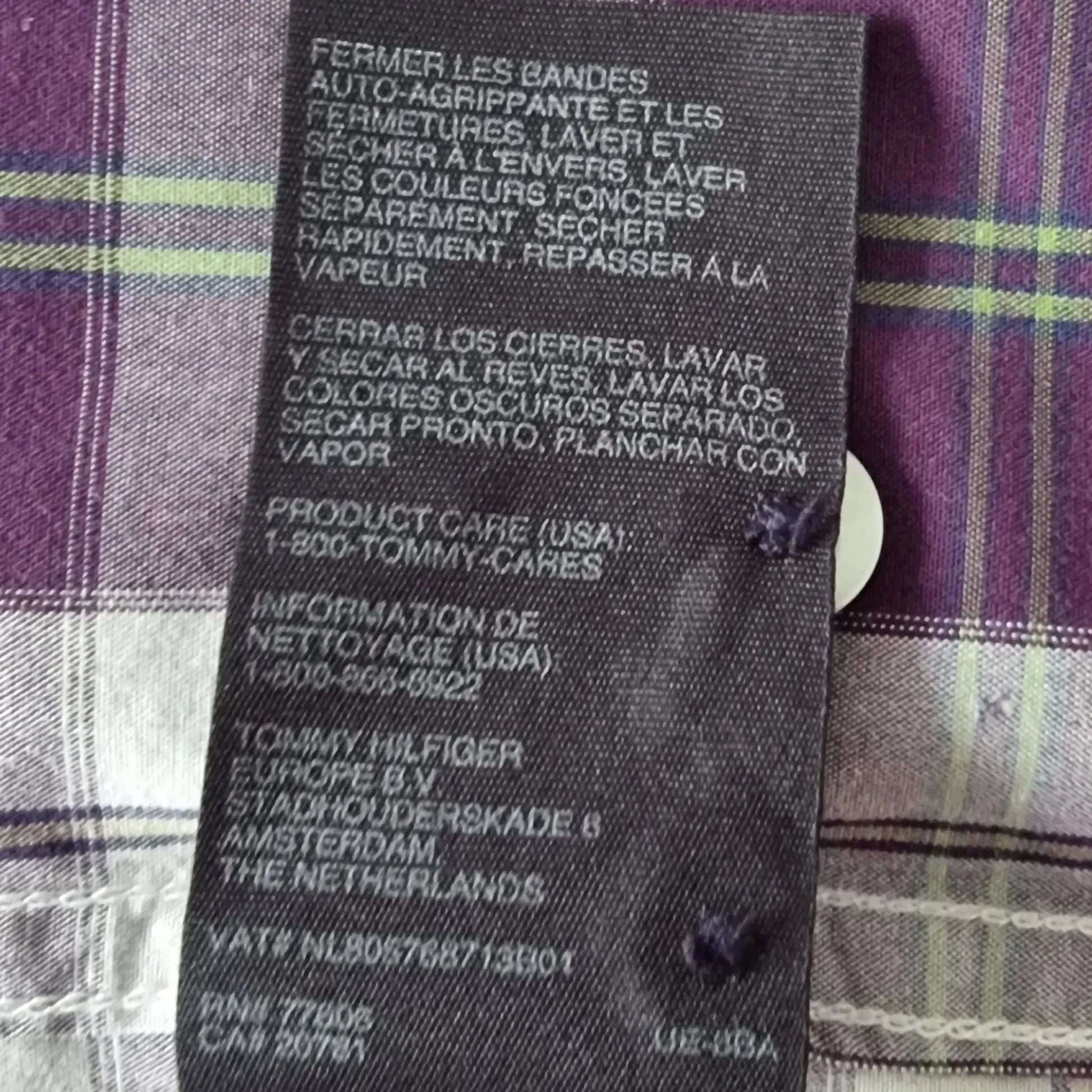 Tommy Hilfiger Men's Mauve & White Check Short Sleeve Oxford Shirt Size 40 18 ½ - Timelessfashions