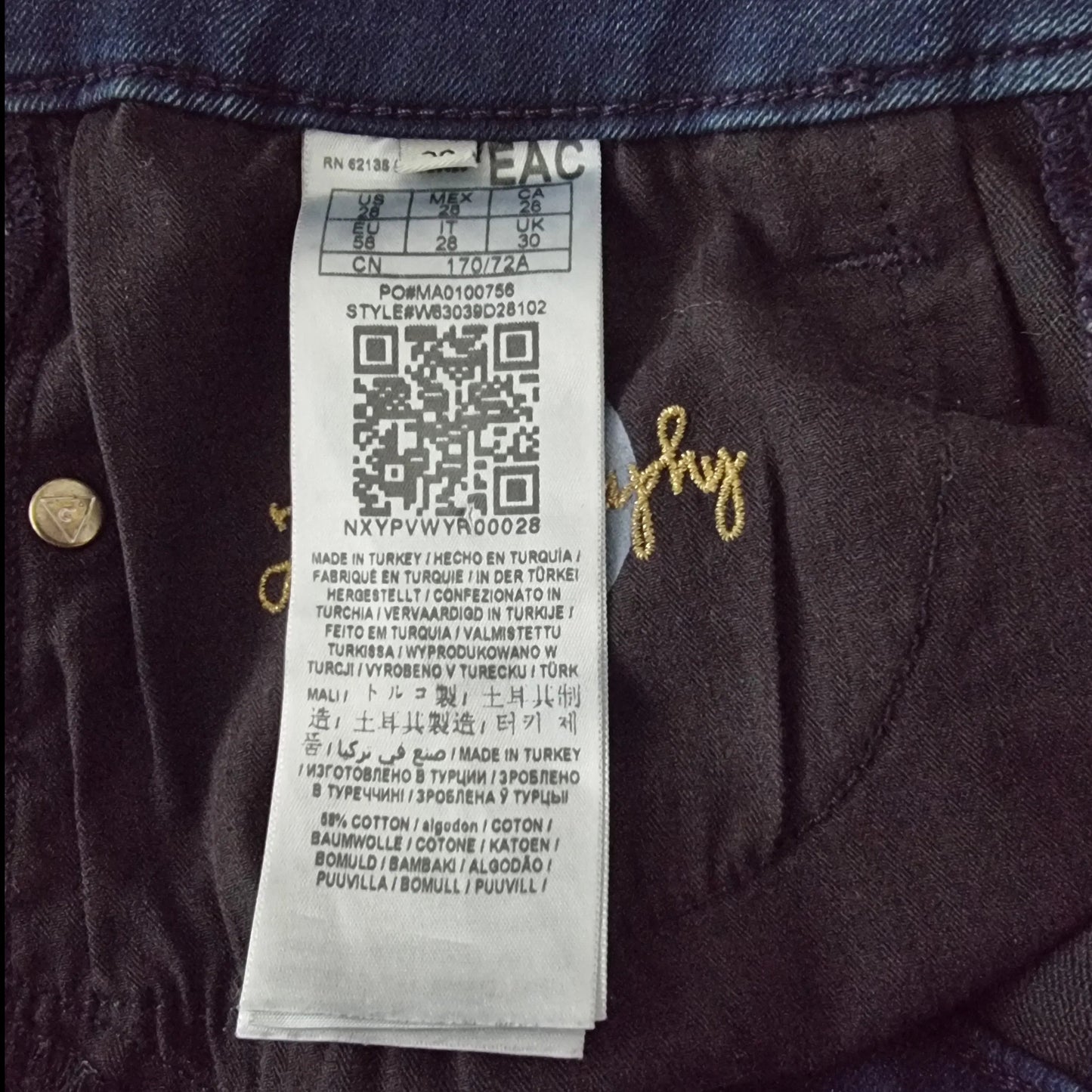 Guess Los Angeles 1981 Cigarette Mid Indigo Theraphy Jeans UK 12 US 8 EU 40 IT 44 - Timelessfashions