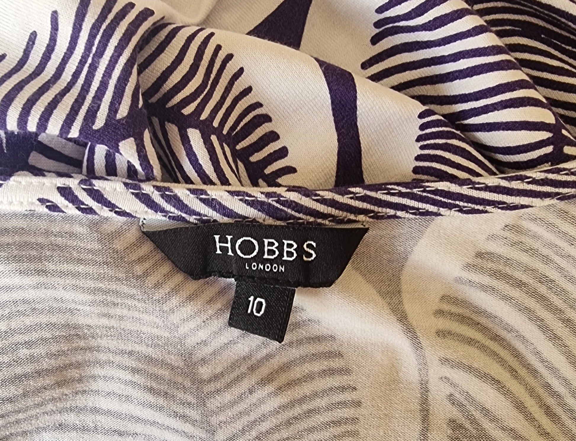 Hobbs Vintage Navy & White Leaf Print Jersey Wrap Dress UK 10 US 6 EU 38 Timeless Fashions