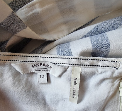FatFace Ladies Blue White Stripe Lined Pinafore Dress UK 12 US 8 EU 40 Timeless Fashions