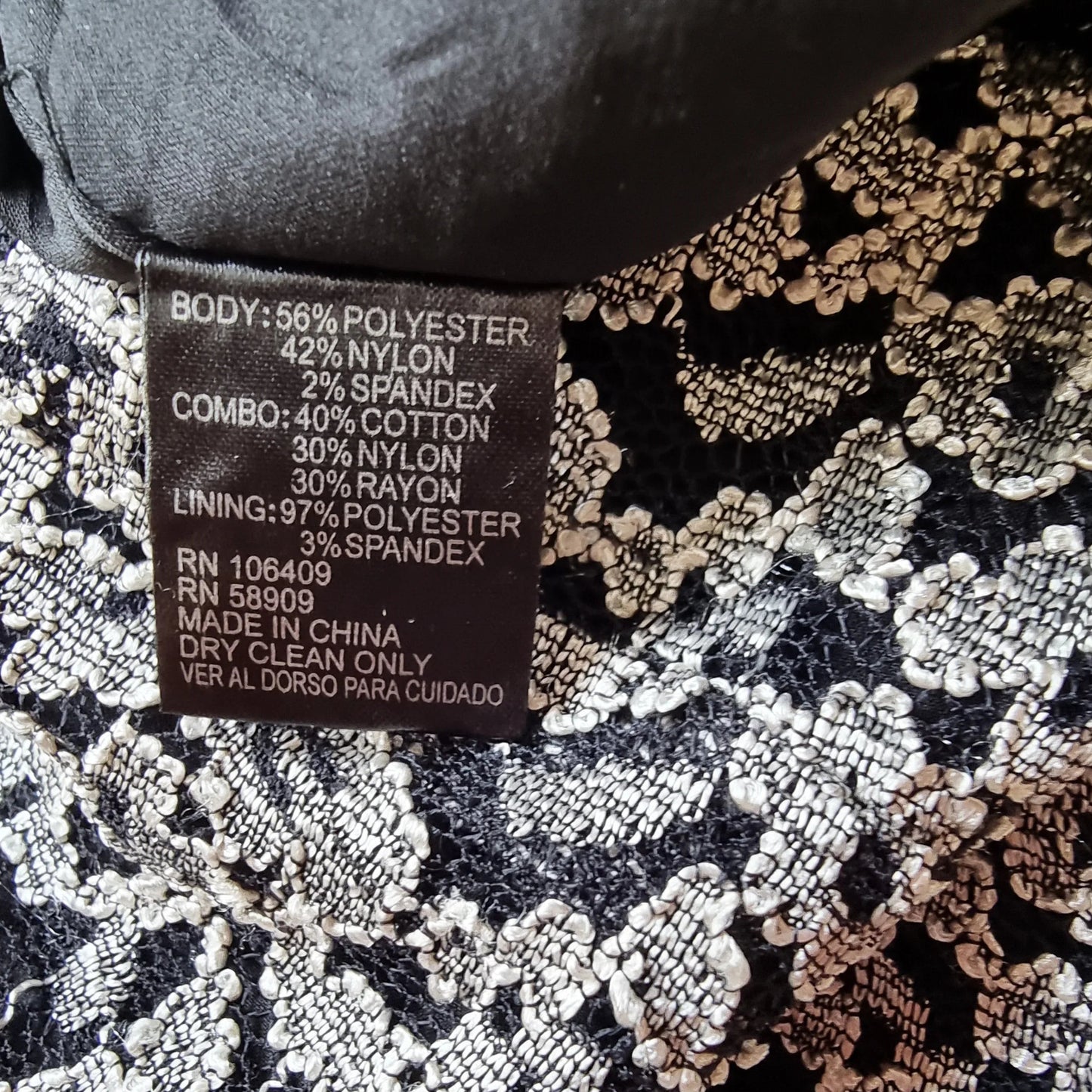 Antonio Melani Vintage Black & Silver Lace Overlay Midi Dress UK 14 US 10 EU 42 IT 46 - Timelessfashions
