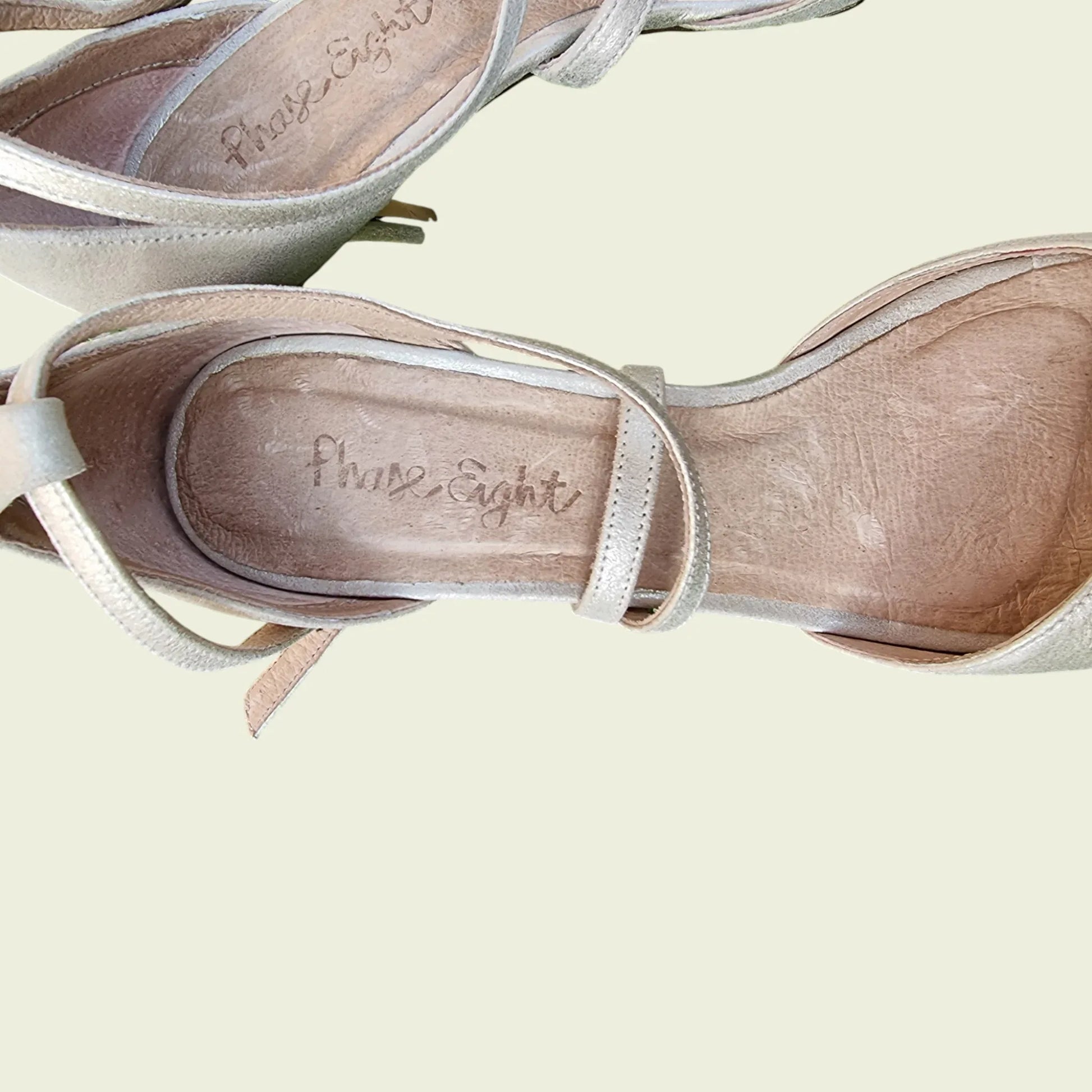 Phase Eight Leather Champagne Bronte Sandals UK 8 US 10.5 EU 42 - Timelessfashions