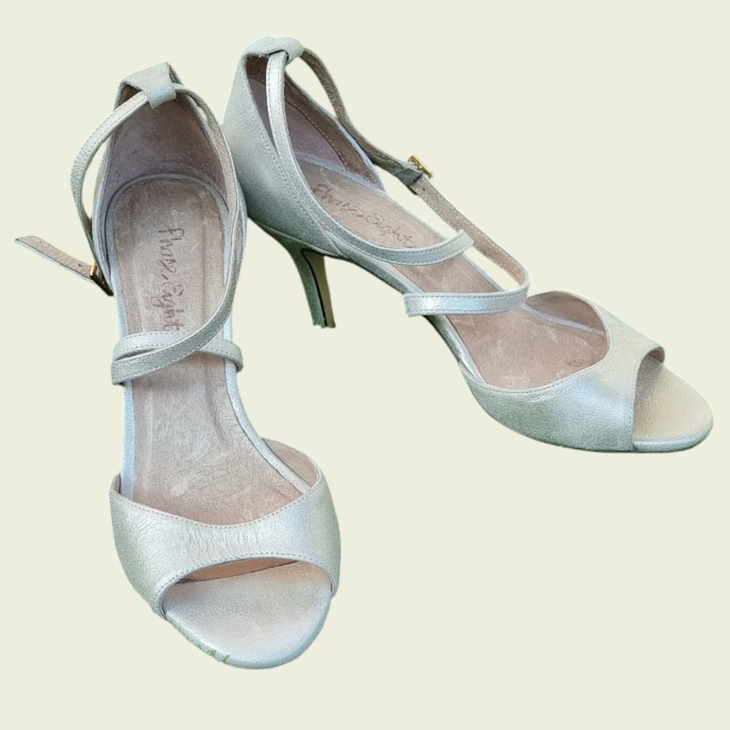 Phase Eight Leather Champagne Bronte Sandals UK 8 US 10.5 EU 42 - Timelessfashions