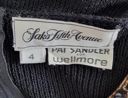 Pat Sandler For Saks Fifth Avenue 60’s Vintage Black Sequined Dress UK 8 US 4 EU 36 Timeless Fashions