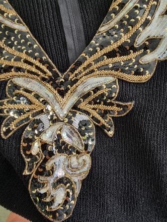 Pat Sandler For Saks Fifth Avenue 60’s Vintage Black Sequined Dress UK 8 US 4 EU 36 Timeless Fashions