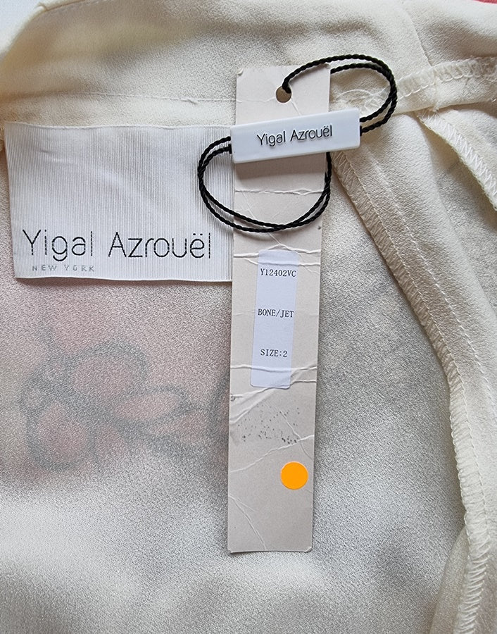 Yigal Azrouël Black & Cream Crossover Ruched Pencil Dress UK 6 US 2 EU 34 BNWT Timeless Fashions