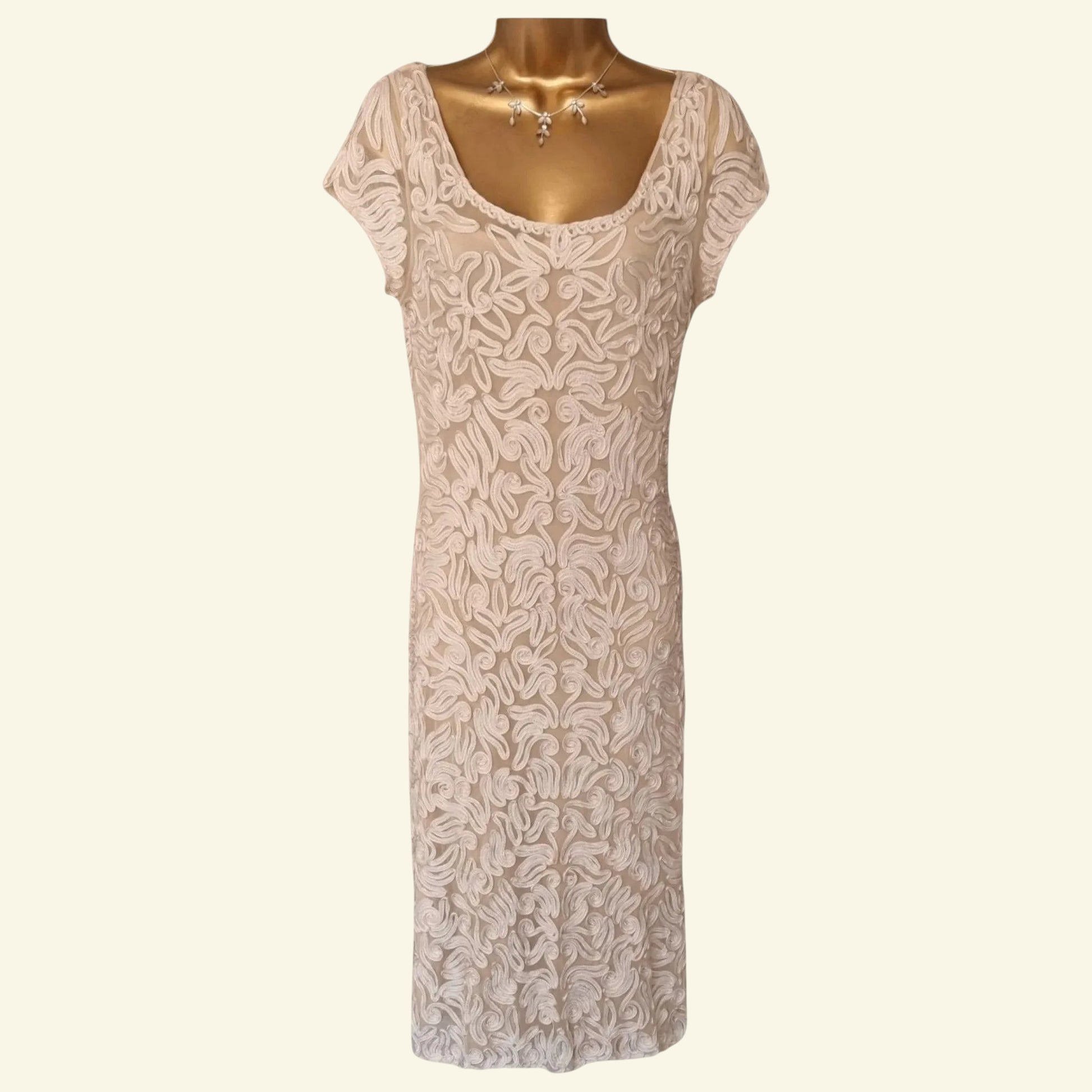 Phase Eight Womens Cream Tapework Lace Dress UK 12 US 8 EU 40 - Timelessfashions