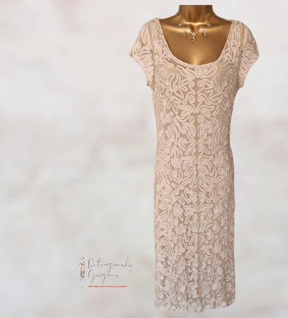 Phase Eight Womens Cream Tapework Lace Dress UK 12 US 8 EU 40 Timeless Fashions