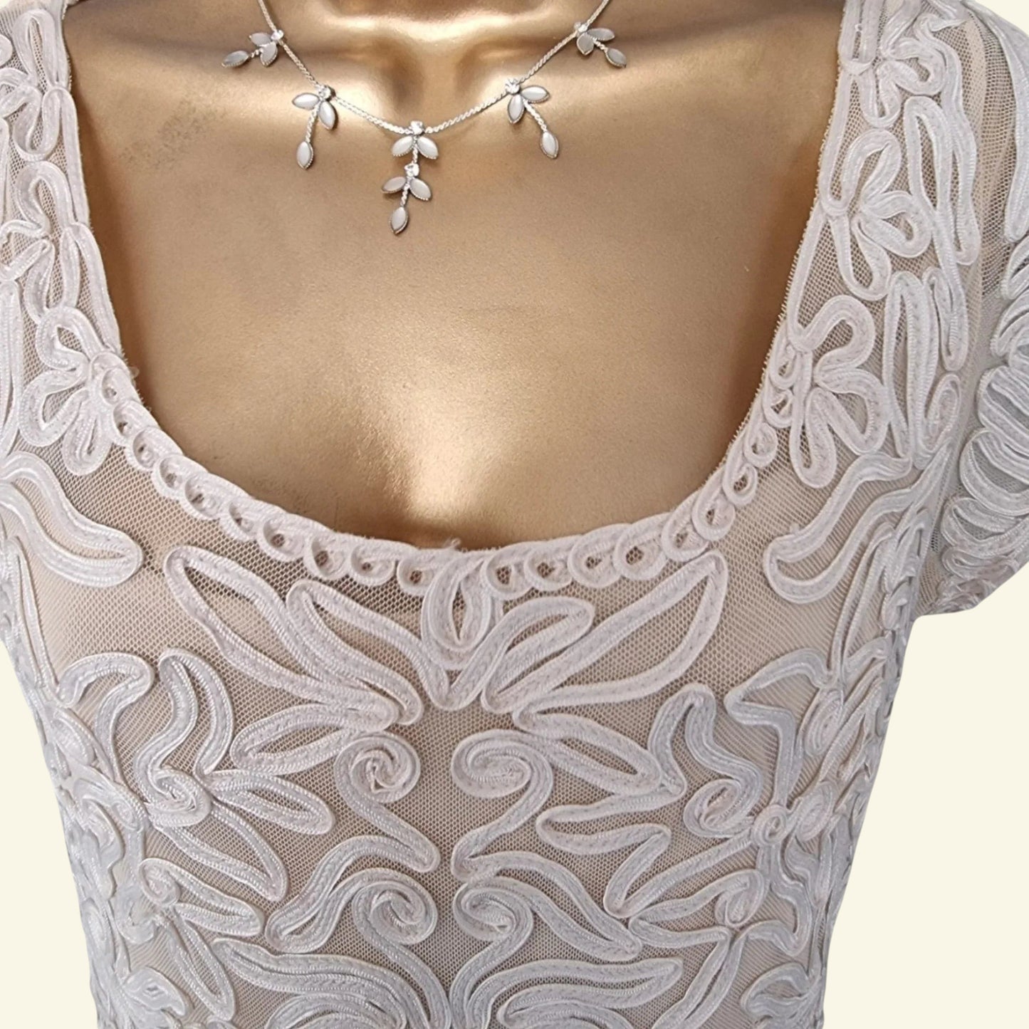 Phase Eight Womens Cream Tapework Lace Dress UK 12 US 8 EU 40 - Timelessfashions