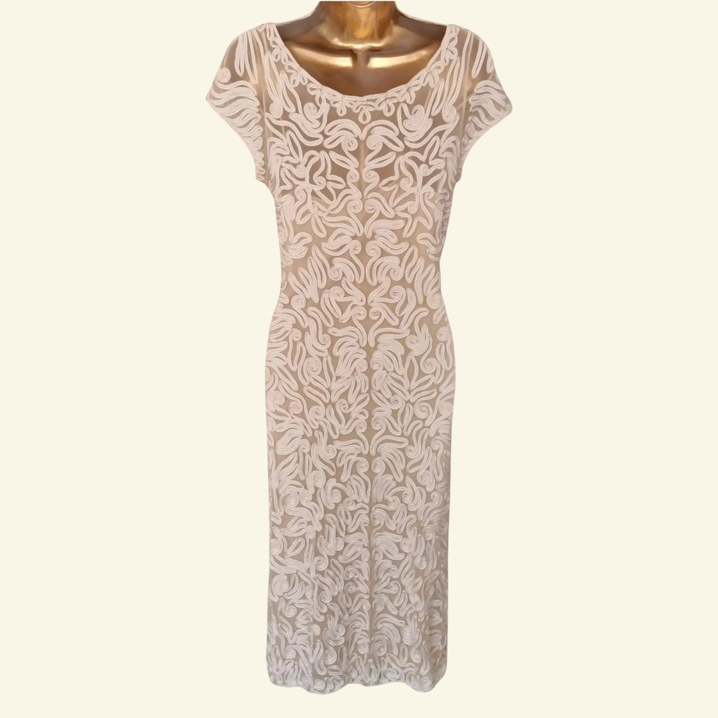 Phase Eight Womens Cream Tapework Lace Dress UK 12 US 8 EU 40 - Timelessfashions