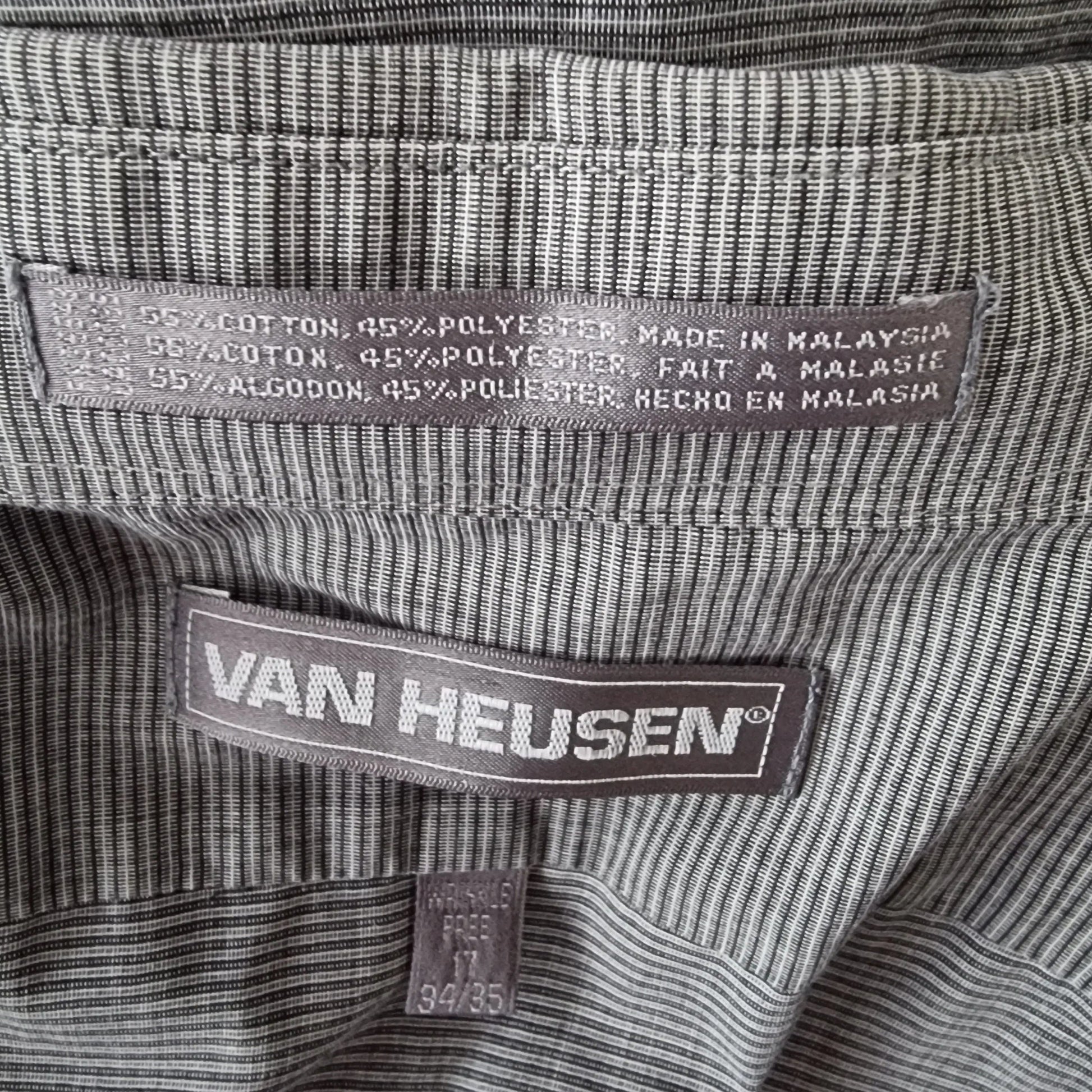 Van Heusen Men's Grey Oxford Cotton Shirt UK Size L - Timelessfashions