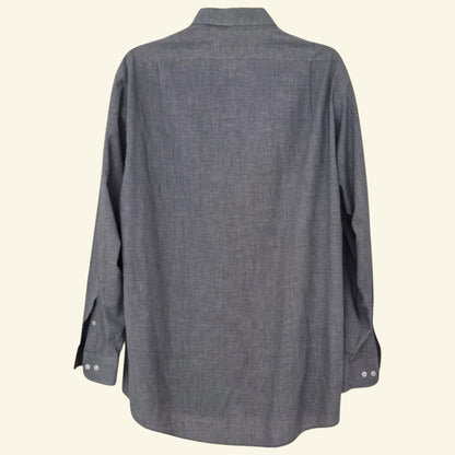 Van Heusen Men's Grey Oxford Cotton Shirt UK Size L - Timelessfashions