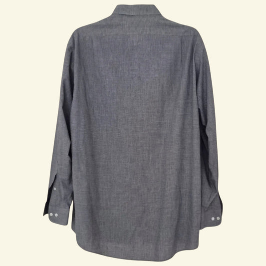 Van Heusen Men's Grey Oxford Cotton Shirt UK Size L - Timelessfashions