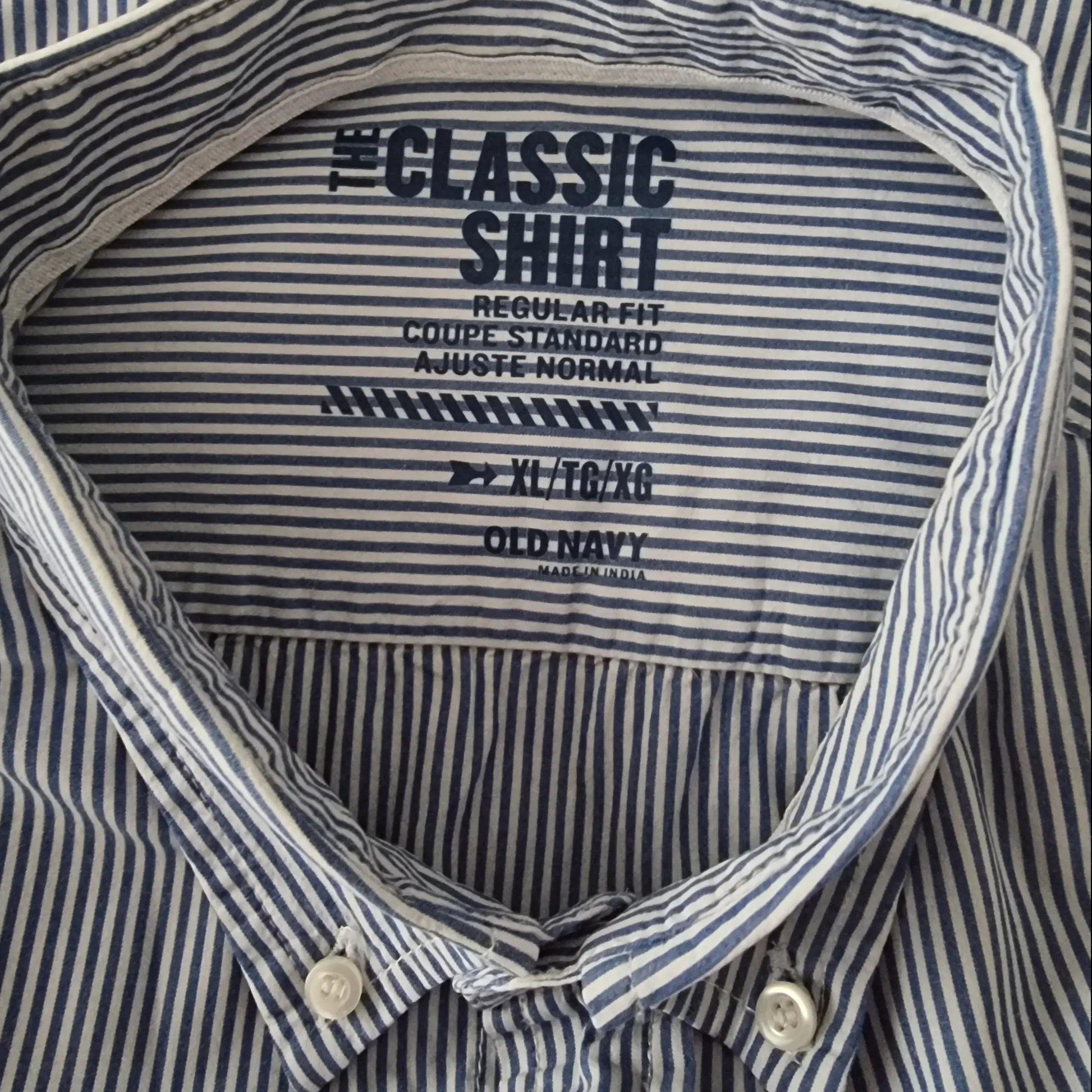 Old Navy The Classic Men’s Navy Blue & White Stripe Shirt Size XL - Timelessfashions