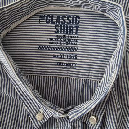 Old Navy The Classic Men’s Navy Blue & White Stripe Shirt Size XL - Timelessfashions
