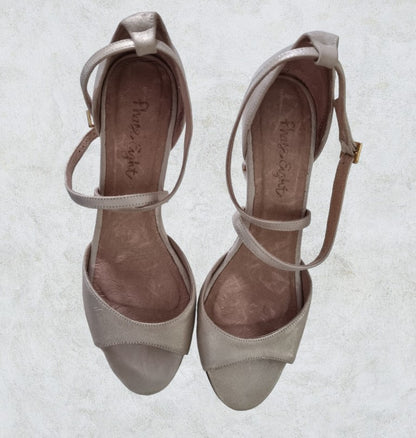 Phase Eight Leather Champagne Bronte Sandals UK 8 US 10.5 EU 42 Timeless Fashions