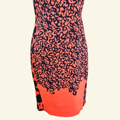 French Connection Orange Black Cap Sleeve Sheath Dress UK 10 US 6 EU 38 - Timelessfashions