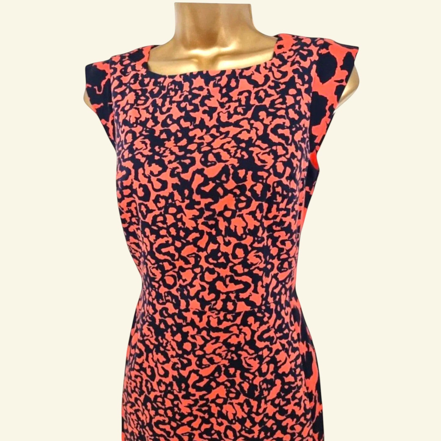 French Connection Orange Black Cap Sleeve Sheath Dress UK 10 US 6 EU 38 - Timelessfashions