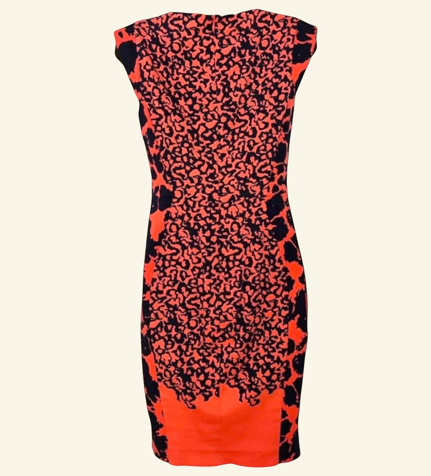French Connection Orange Black Cap Sleeve Sheath Dress UK 10 US 6 EU 38 - Timelessfashions
