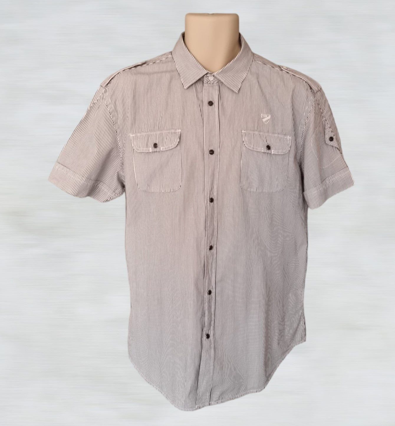 Diesel Men’s Black & White Striped Short Sleeve Cotton Shirt UK XXL Timeless Fashions