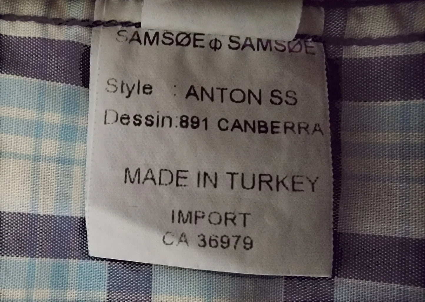 Samsoe&Samsoe Men’s Blue & White Check Short Sleeve Casual Shirt Size L - Timelessfashions