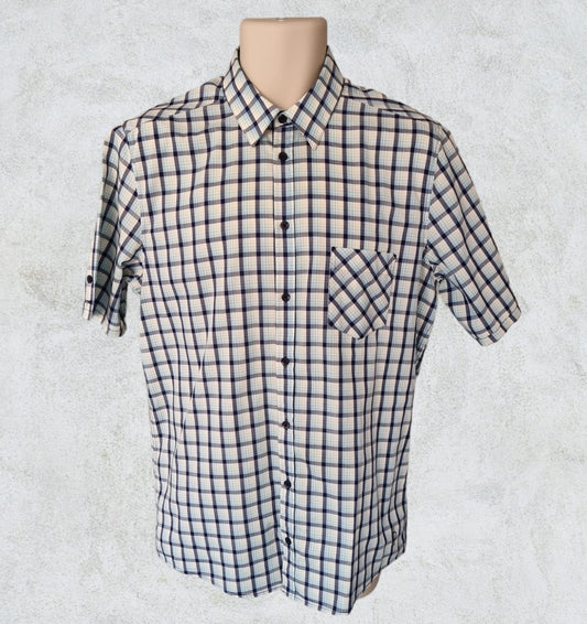Samsoe&Samsoe Men’s Blue & White Check Short Sleeve Casual Shirt Size L Timeless Fashions