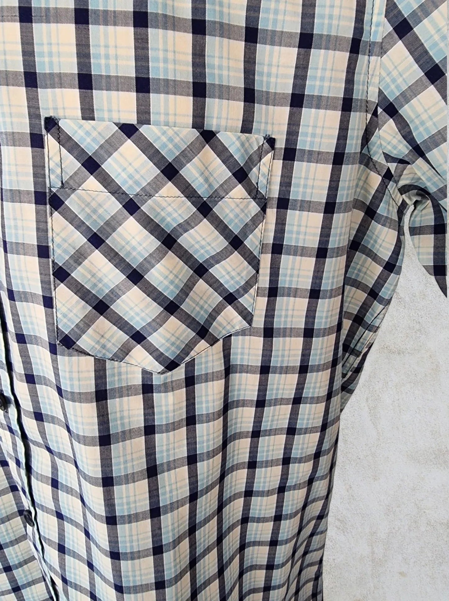 Samsoe&Samsoe Men’s Blue & White Check Short Sleeve Casual Shirt Size L - Timelessfashions