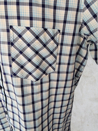 Samsoe&Samsoe Men’s Blue & White Check Short Sleeve Casual Shirt Size L - Timelessfashions