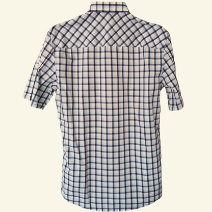 Samsoe&Samsoe Men’s Blue & White Check Short Sleeve Casual Shirt Size L - Timelessfashions