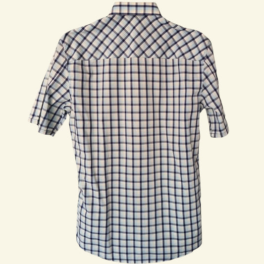 Samsoe&Samsoe Men’s Blue & White Check Short Sleeve Casual Shirt Size L - Timelessfashions