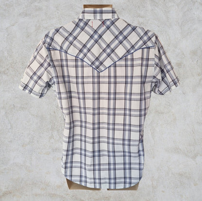 GUESS Jeans Men’s Short Sleeve Blue & White Check Shirt Size M Timeless Fashions