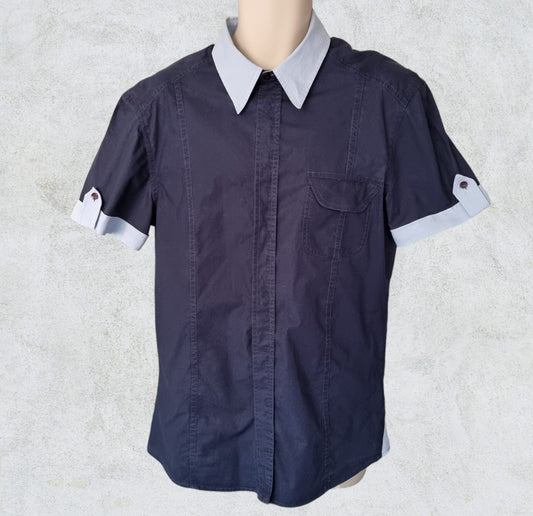 Versace Jeans Couture Men's Blue Cotton Short Sleeved Shirt Collar 17” Timeless Fashions