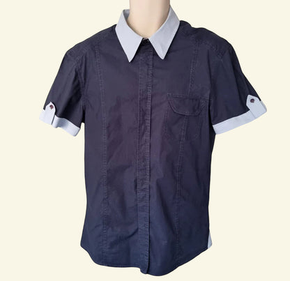 Versace Jeans Couture Men's Blue Cotton Short Sleeved Shirt Collar 17” - Timelessfashions