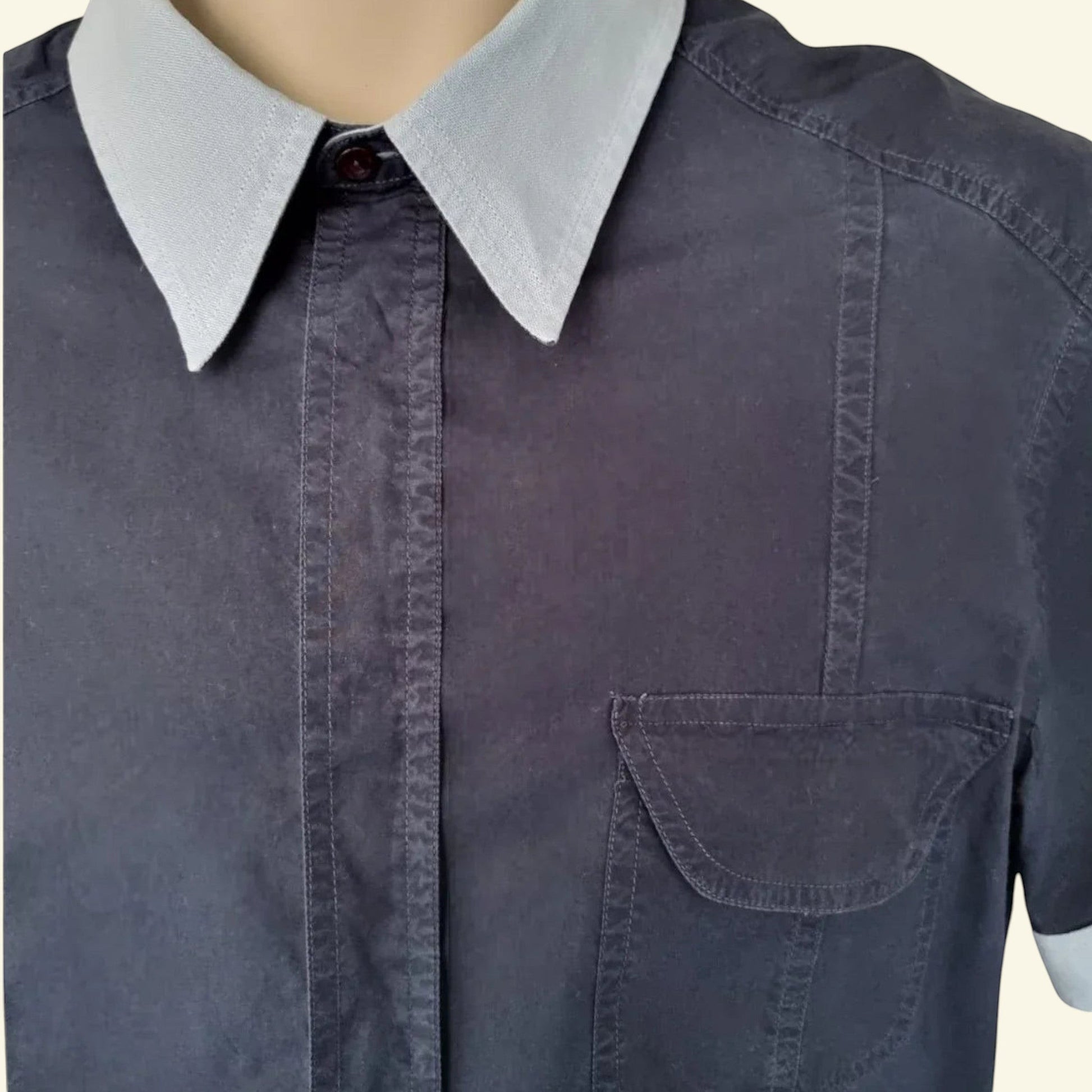 Versace Jeans Couture Men's Blue Cotton Short Sleeved Shirt Collar 17” - Timelessfashions