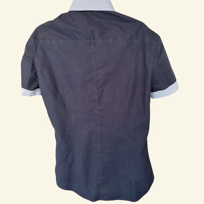 Versace Jeans Couture Men's Blue Cotton Short Sleeved Shirt Collar 17” - Timelessfashions