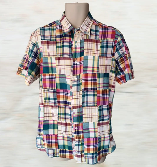 Canterbury Of New Zealand Men’s Short Sleeved Check Cotton Shirt Size M Timeless Fashions