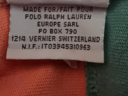 Polo Ralph Lauren Vintage Yacht Club 1st Class Flag Orange & Green Striped Shirt Size M Timeless Fashions