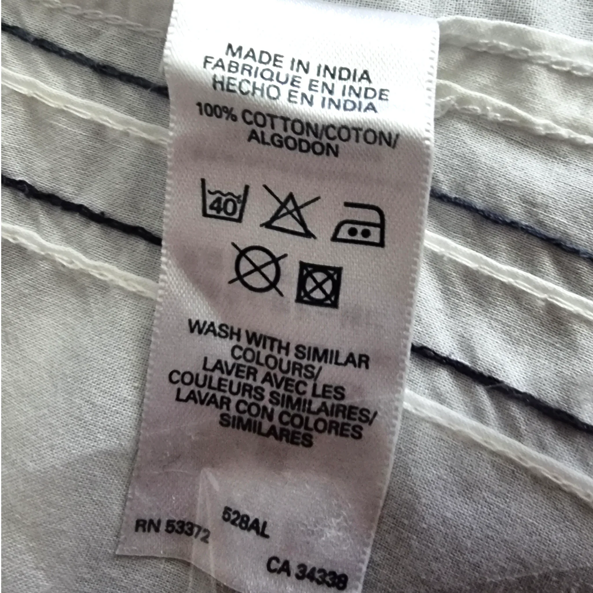 French Connection Men's White Striped Long Sleeve Shirt UK M - Timelessfashions