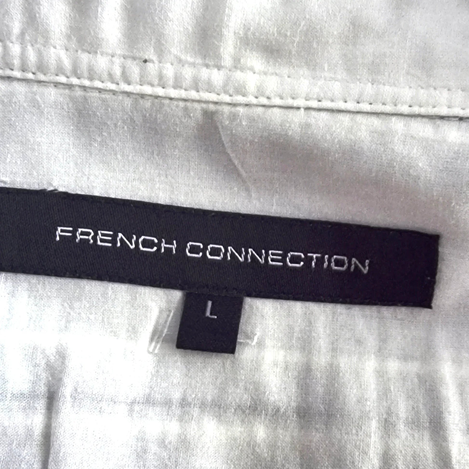 French Connection Men's White Striped Long Sleeve Shirt UK M - Timelessfashions