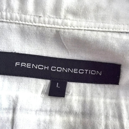 French Connection Men's White Striped Long Sleeve Shirt UK M - Timelessfashions